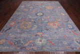 Blue/Grey Turkish Oushak Handmade Wool Rug - 9' 0" X 11' 11"