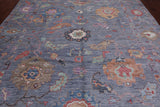 Blue/Grey Turkish Oushak Handmade Wool Rug - 9' 0" X 11' 11"