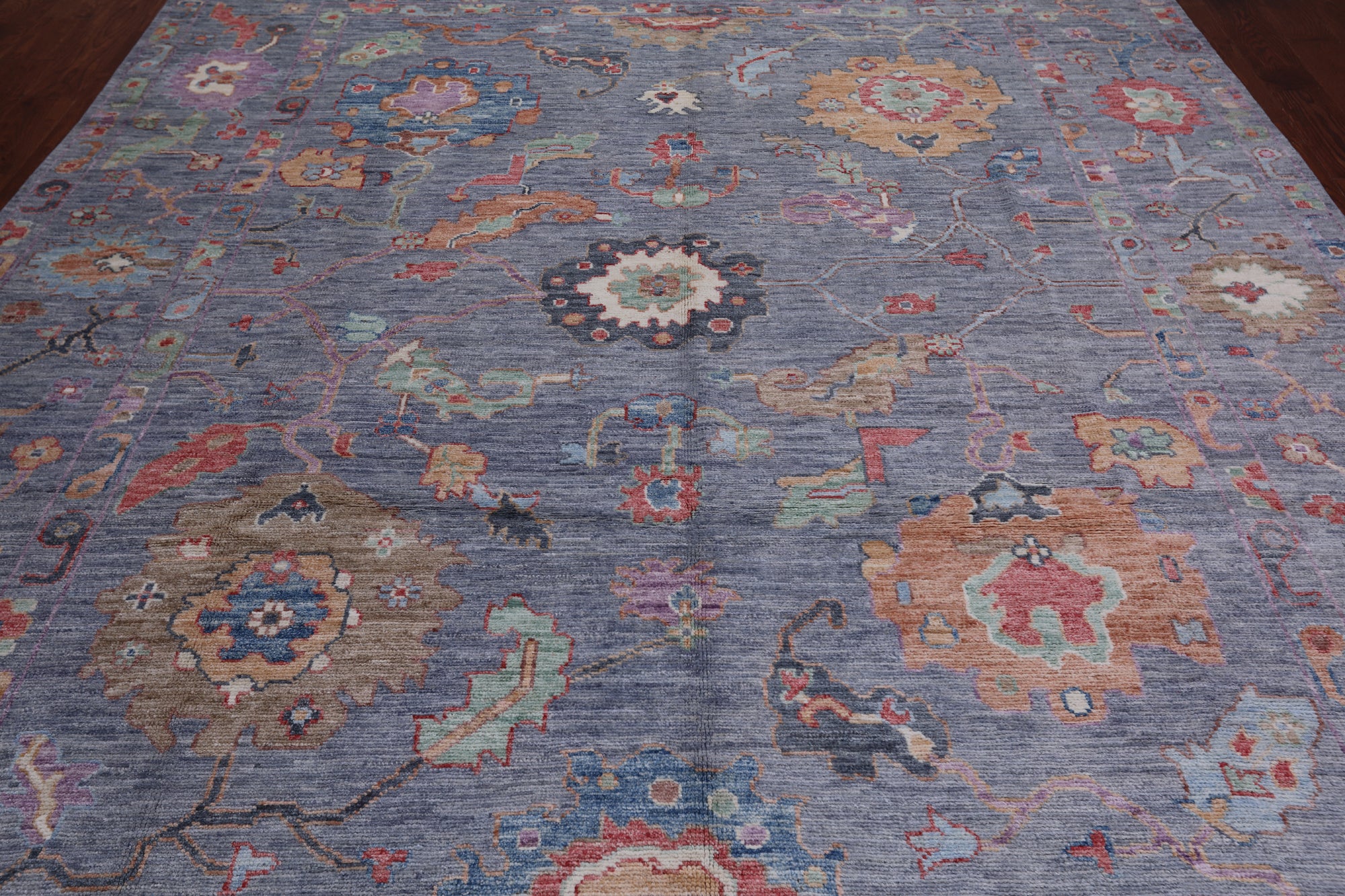 Blue/Grey Turkish Oushak Handmade Wool Rug - 9' 0" X 11' 11"