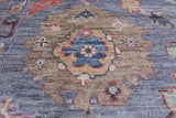 Blue/Grey Turkish Oushak Handmade Wool Rug - 9' 0" X 11' 11"