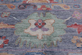 Blue/Grey Turkish Oushak Handmade Wool Rug - 9' 0" X 11' 11"