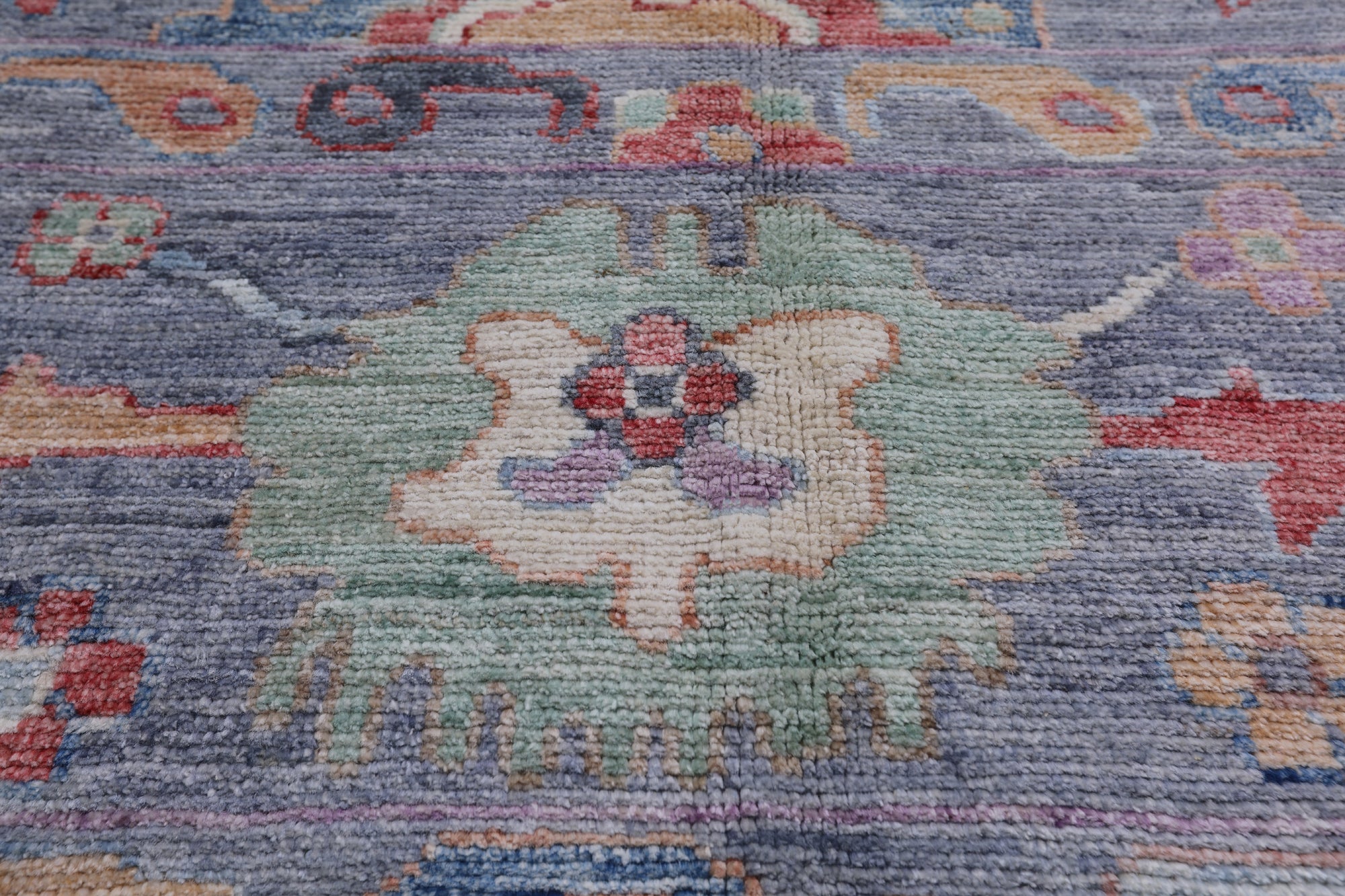 Blue/Grey Turkish Oushak Handmade Wool Rug - 9' 0" X 11' 11"