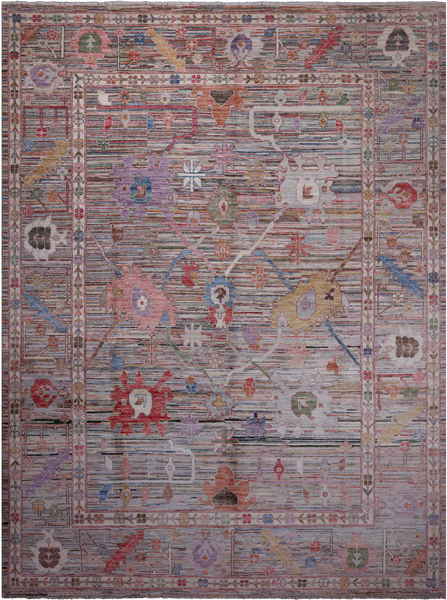 Turkish Oushak Hand Knotted Wool Rug - 8' 10" X 11' 11"