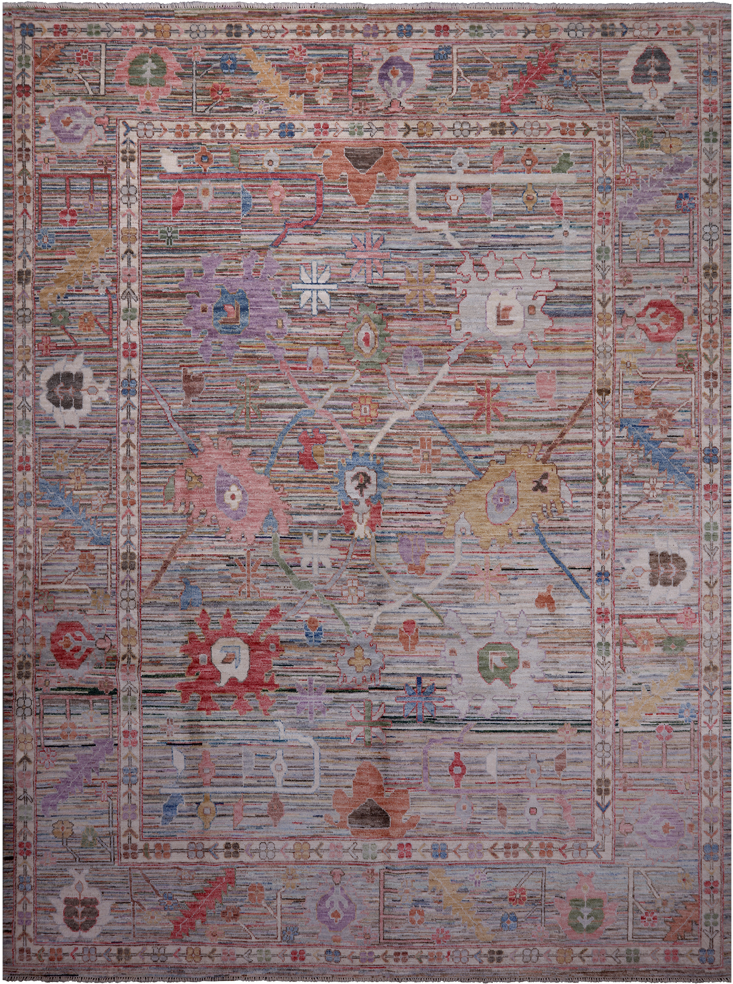 Turkish Oushak Hand Knotted Wool Rug - 8' 10" X 11' 11"