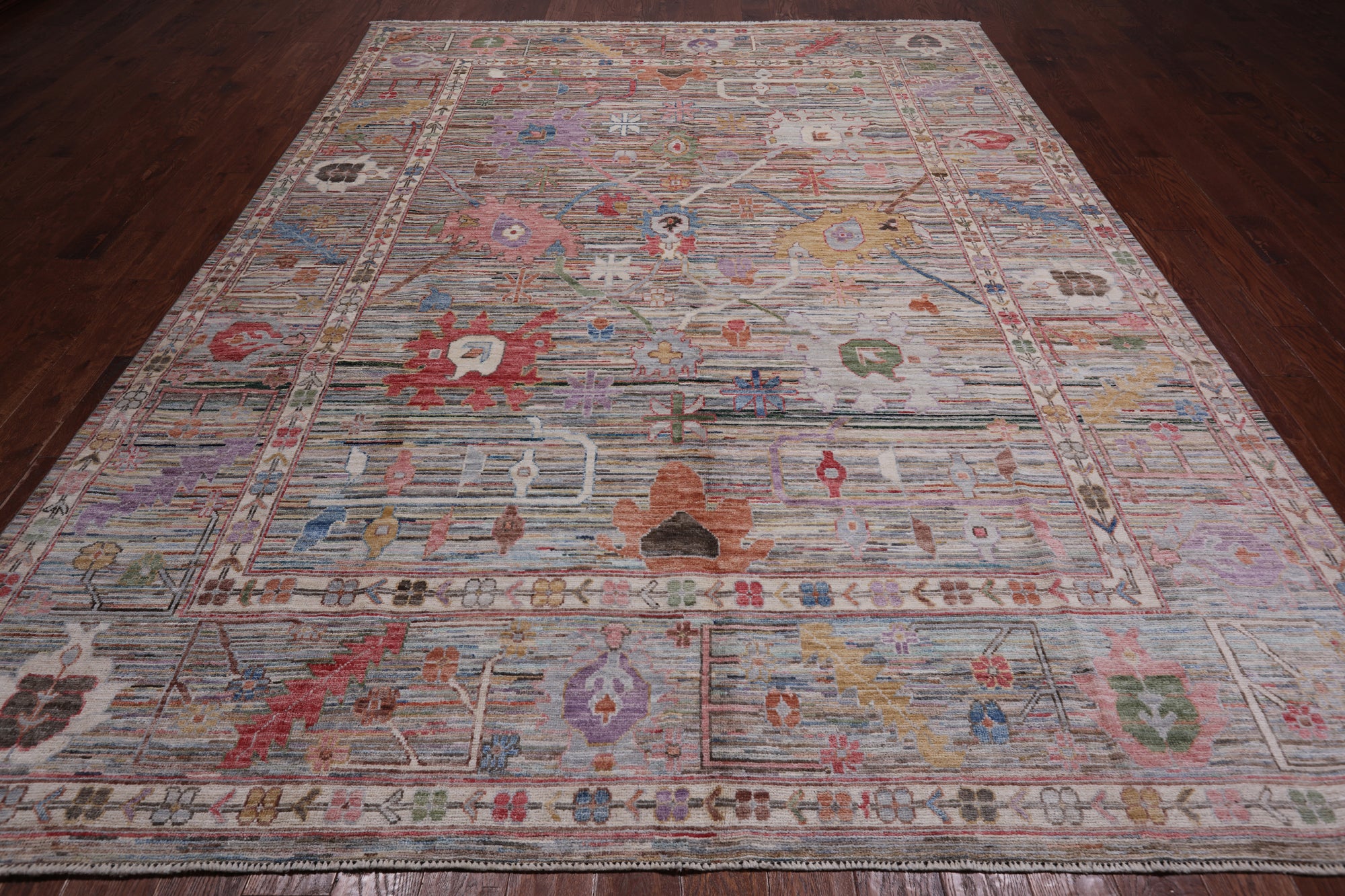 Turkish Oushak Hand Knotted Wool Rug - 8' 10" X 11' 11"