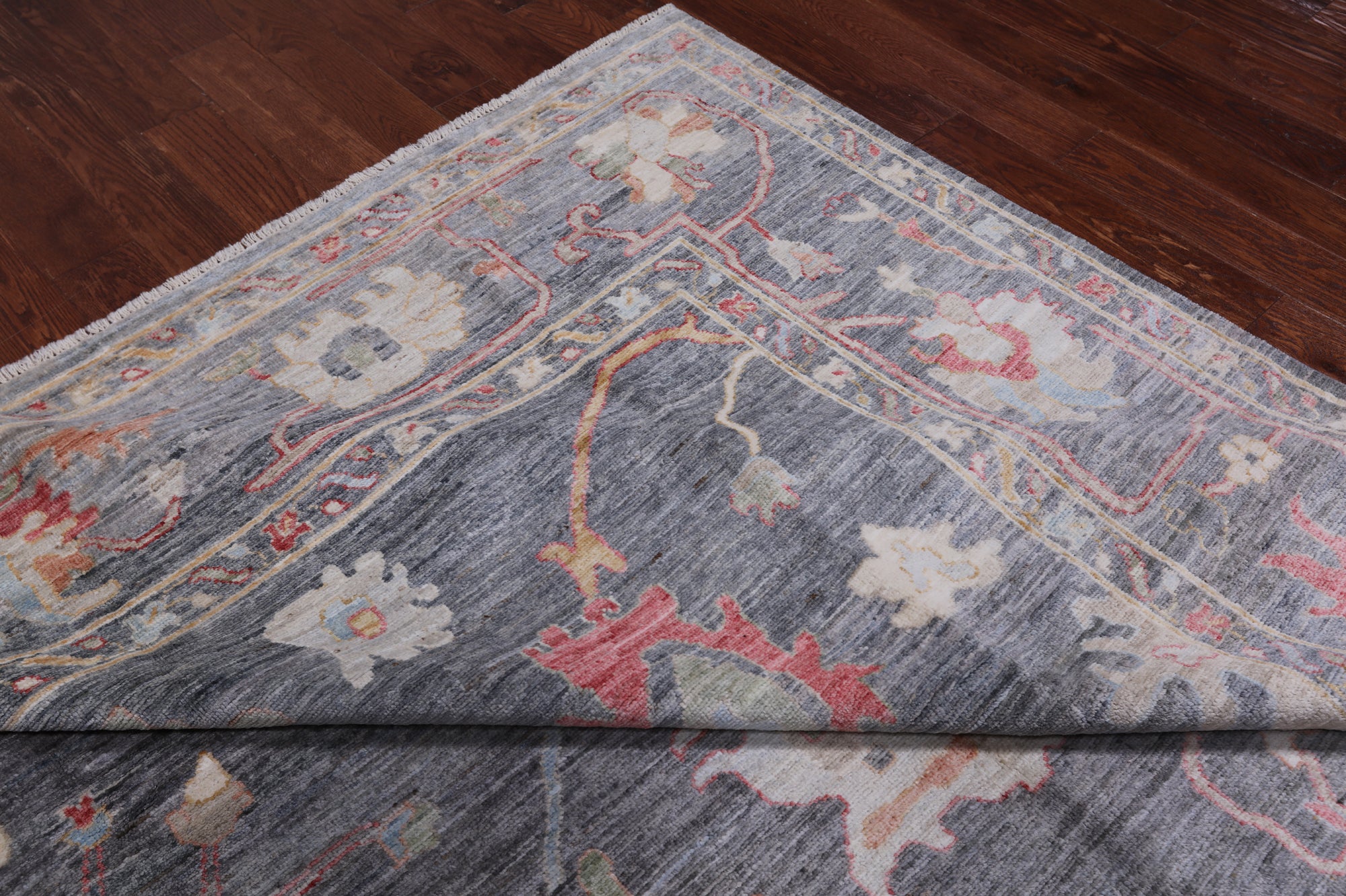 Grey Turkish Oushak Hand-Knotted Wool Rug - 9' 3" X 12' 2"