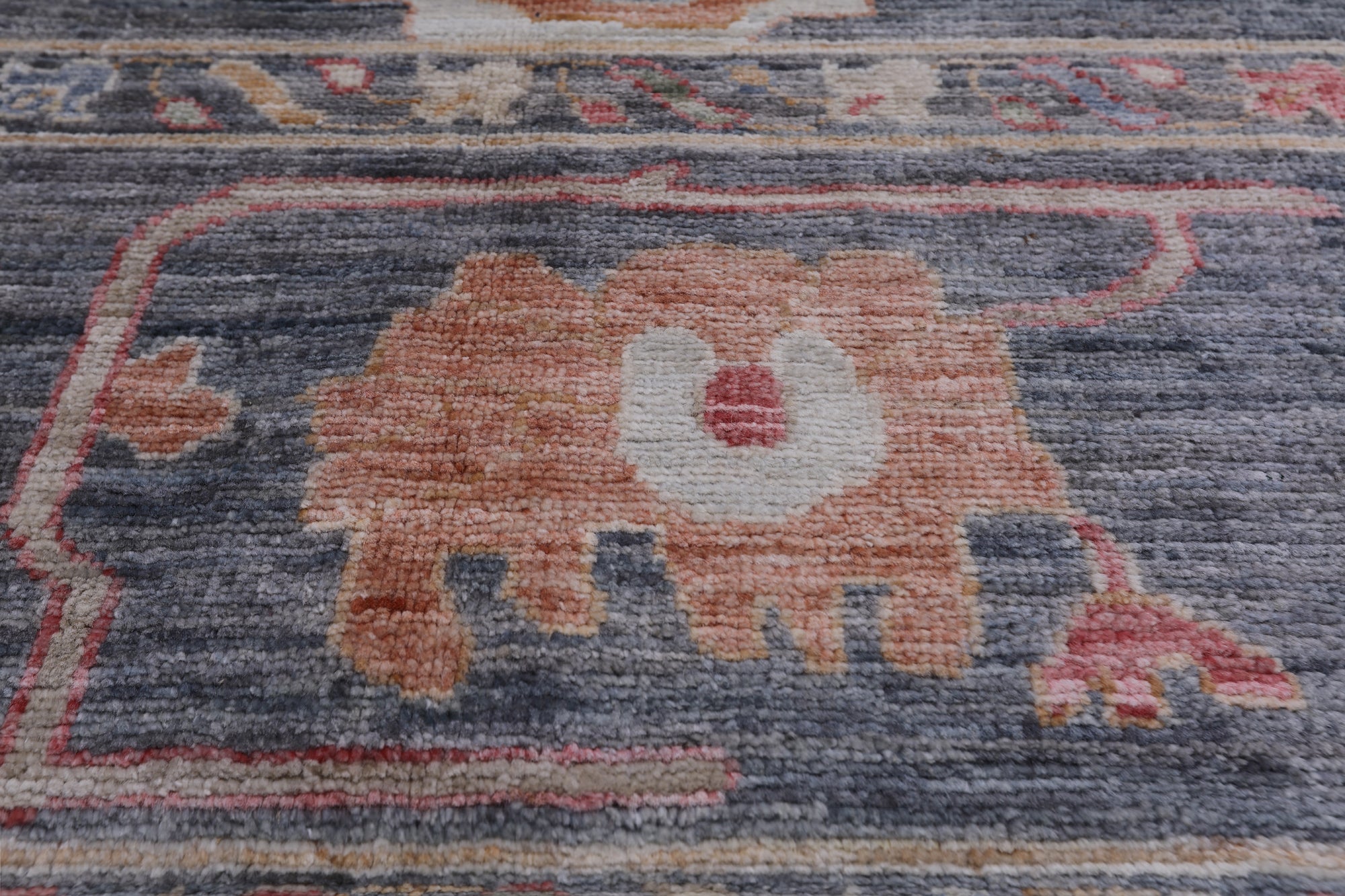 Grey Turkish Oushak Hand-Knotted Wool Rug - 9' 3" X 12' 2"