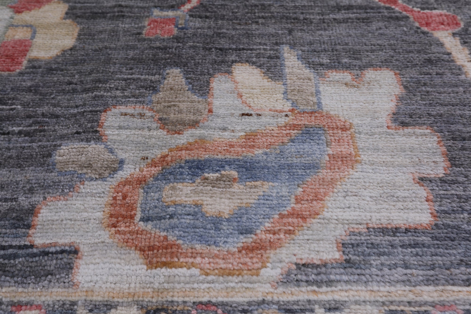 Grey Turkish Oushak Hand-Knotted Wool Rug - 9' 3" X 12' 2"