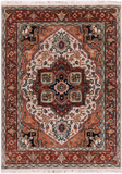 Ivory Geometric Heriz Serapi Hand Knotted Wool Rug - 3' 0" X 4' 2"