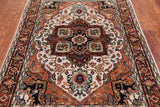 Ivory Geometric Heriz Serapi Hand Knotted Wool Rug - 3' 0" X 4' 2"