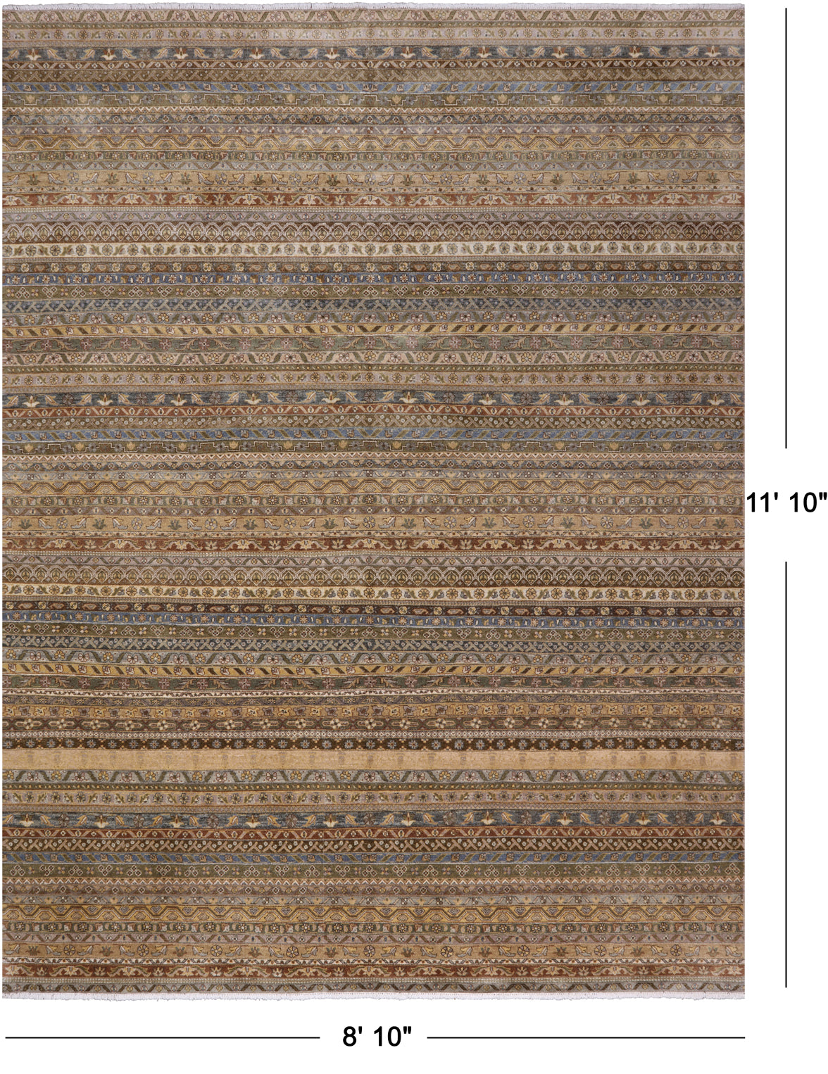 Shall Persian Gabbeh Hand Knotted Wool Rug - 8' 10" X 11' 10"