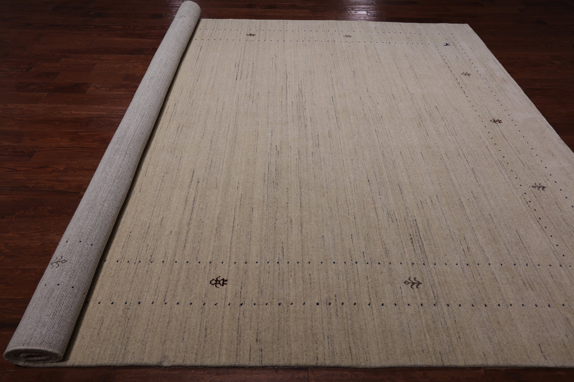 Ivory Persian Gabbeh Handmade Wool Rug - 9' 2" X 12' 0"