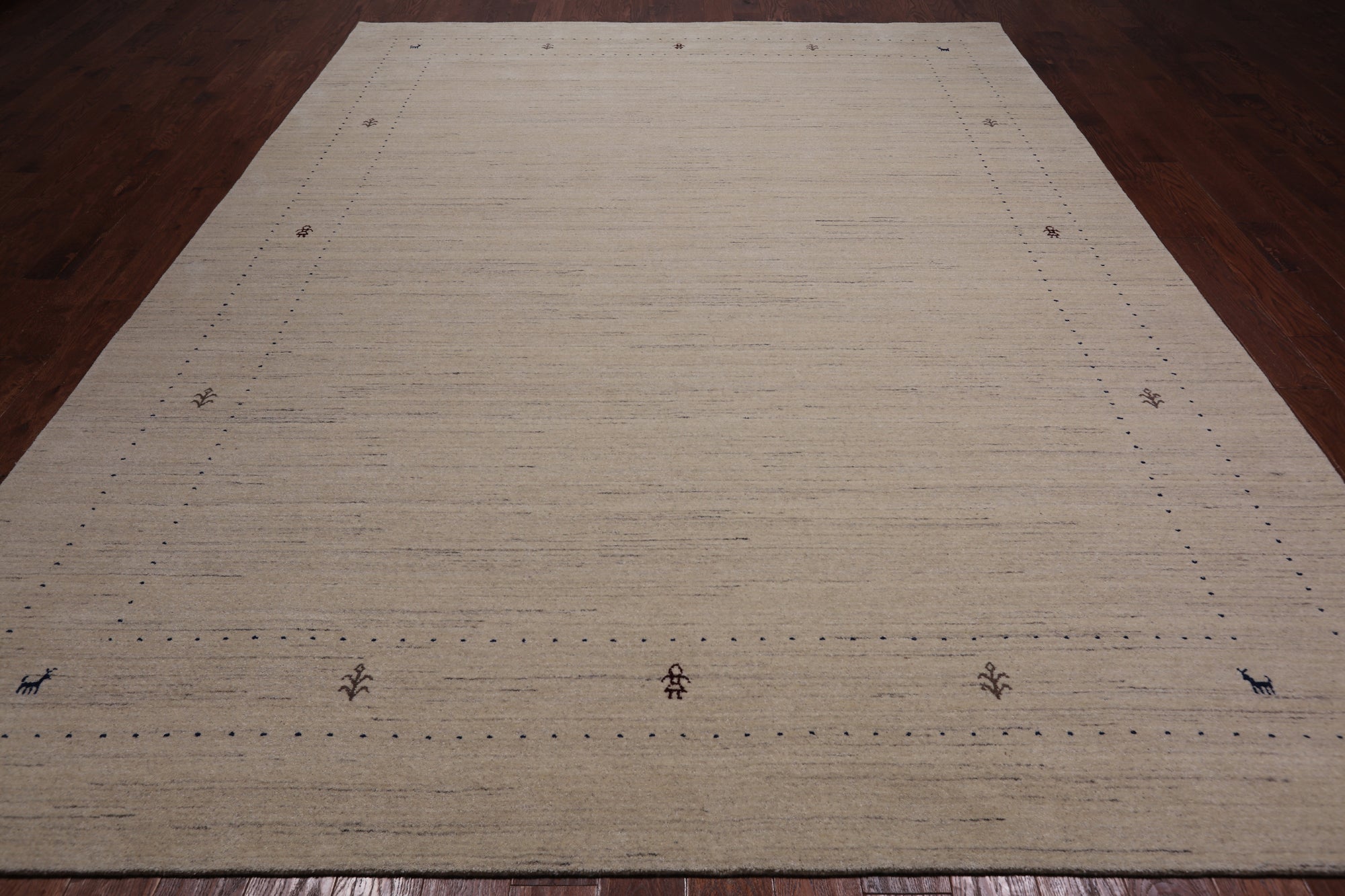 Ivory Persian Gabbeh Handmade Wool Rug - 9' 2" X 12' 0"