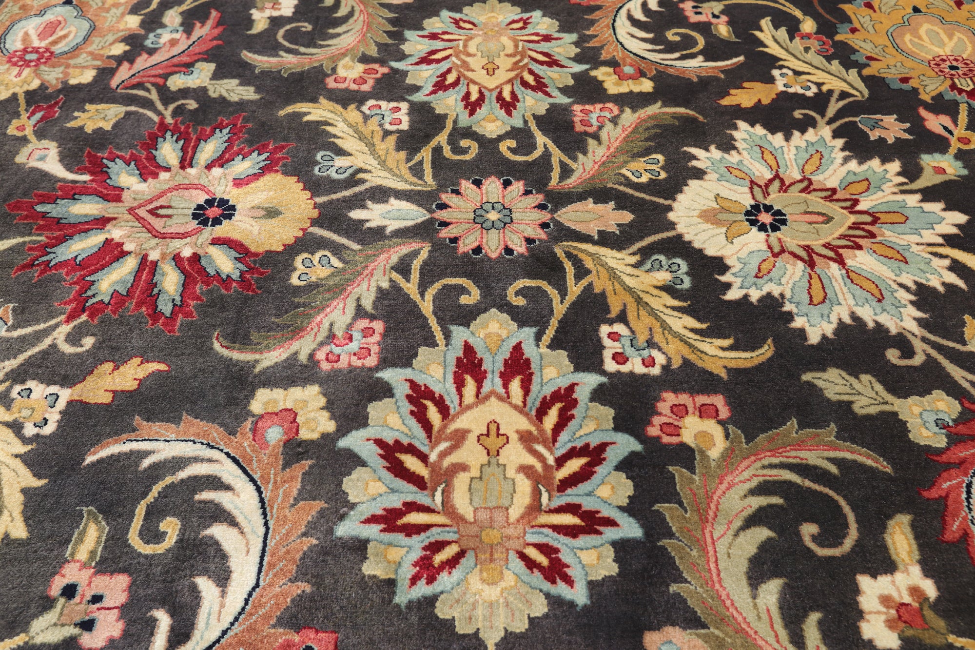 Olive Green Persian Tabriz Hand-Knotted Wool Rug - 9' 0" X 11' 7"