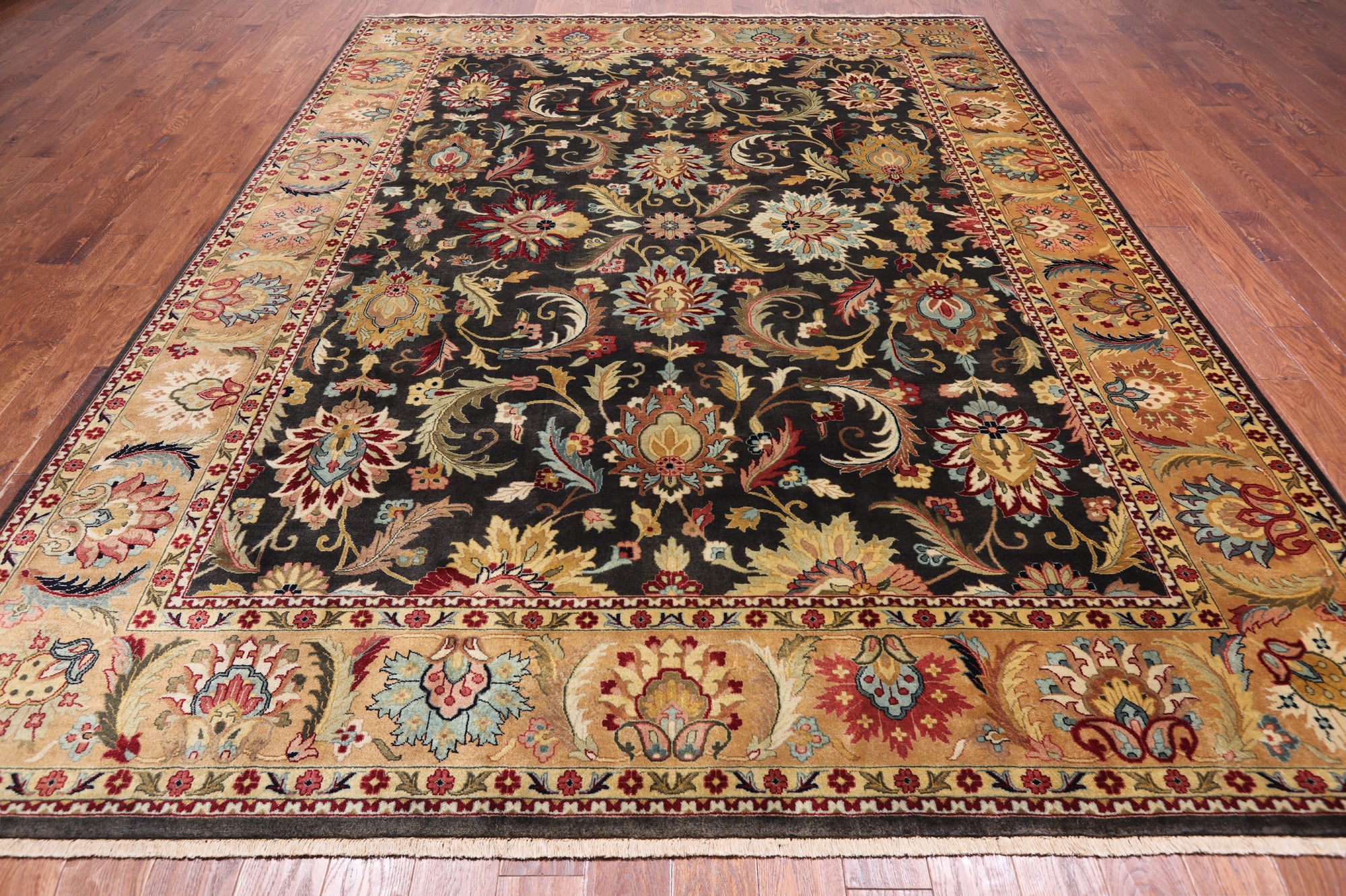Olive Green Persian Tabriz Hand-Knotted Wool Rug - 9' 0" X 11' 7"