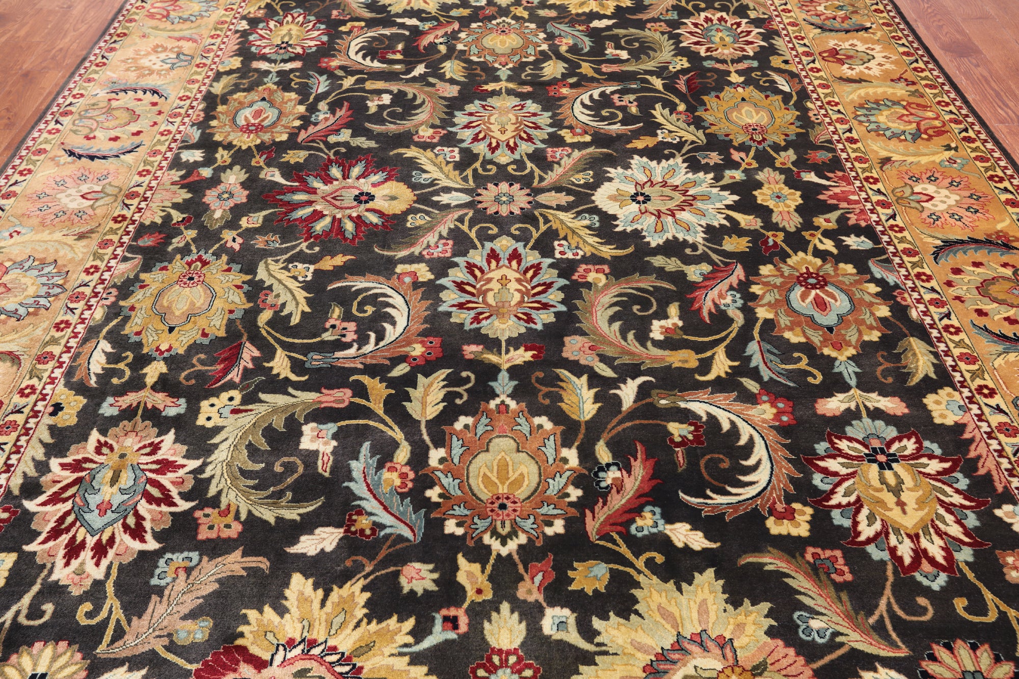 Olive Green Persian Tabriz Hand-Knotted Wool Rug - 9' 0" X 11' 7"