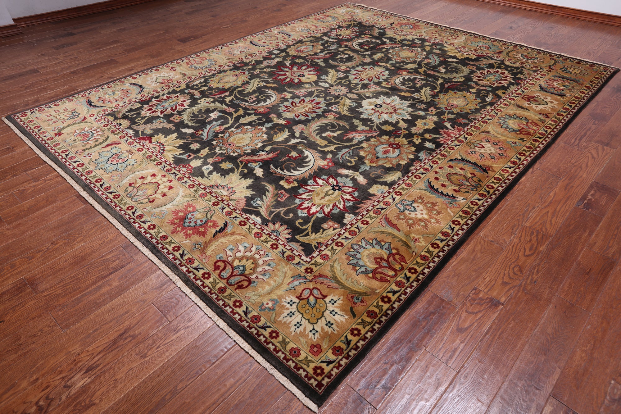 Olive Green Persian Tabriz Hand-Knotted Wool Rug - 9' 0" X 11' 7"
