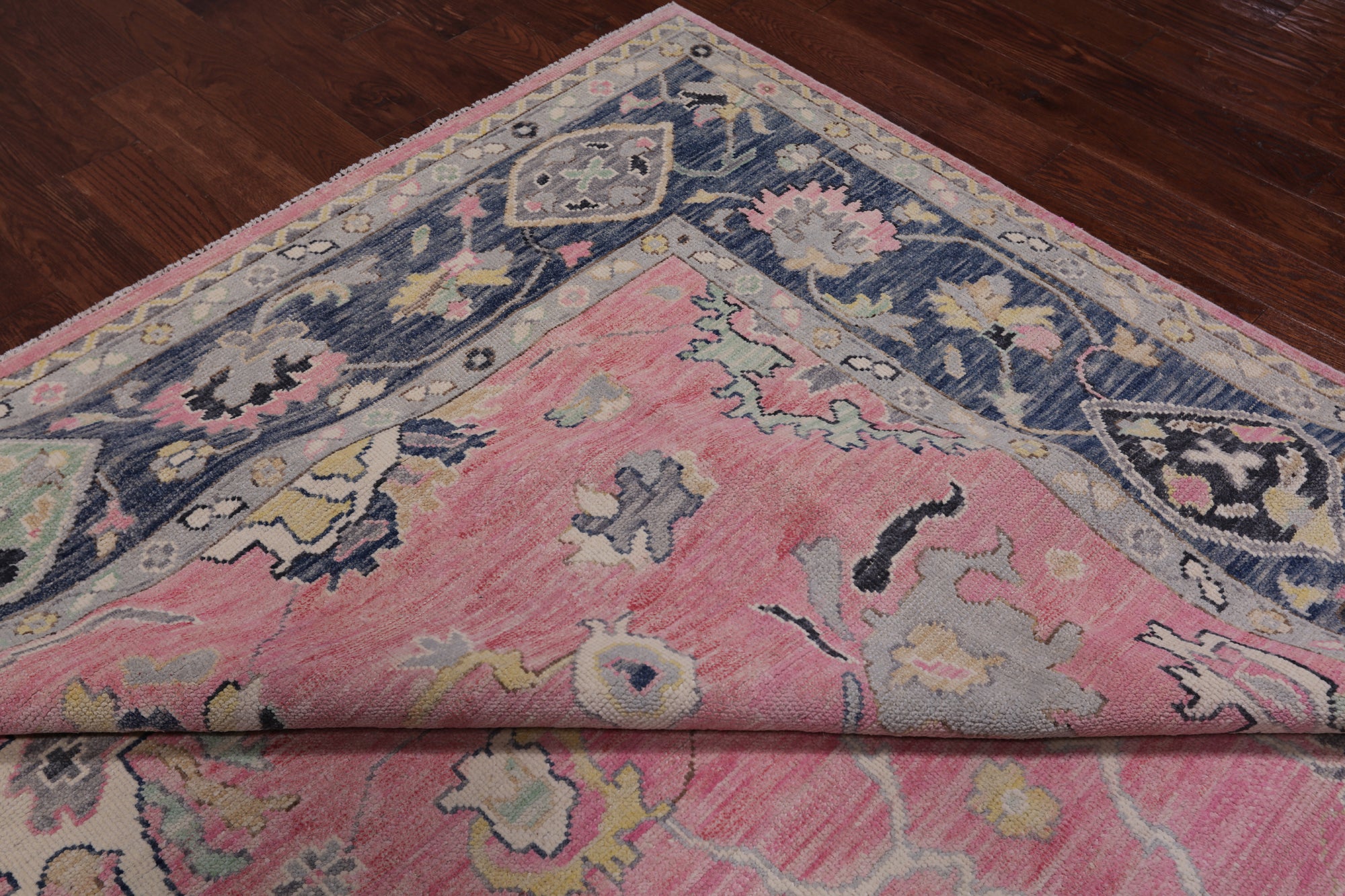 Pink Turkish Oushak Hand Knotted Wool Rug - 9' 3" X 12' 3"