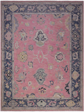 Pink Turkish Oushak Hand Knotted Wool Rug - 9' 3" X 12' 3"