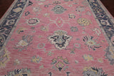 Pink Turkish Oushak Hand Knotted Wool Rug - 9' 3" X 12' 3"