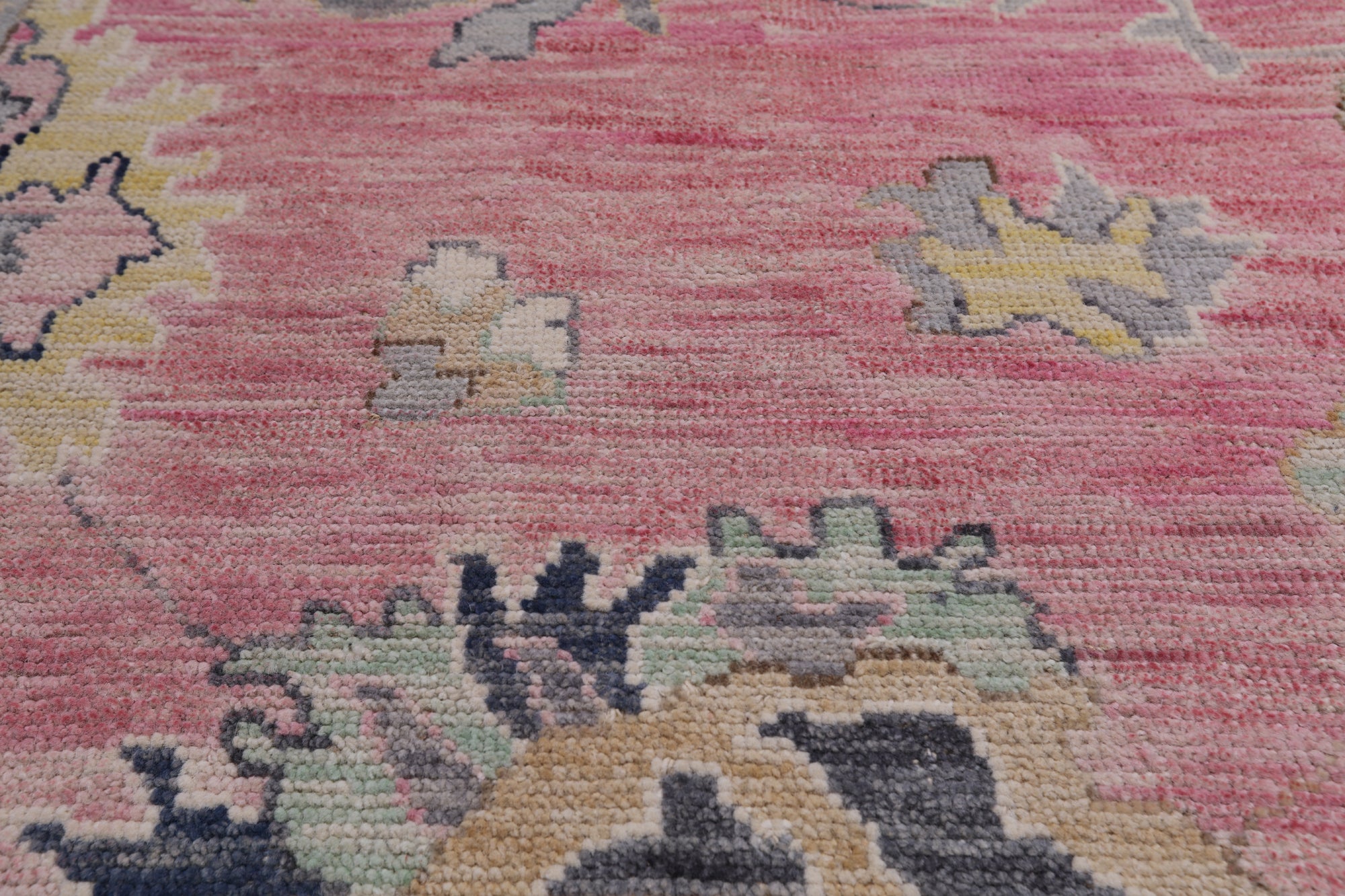 Pink Turkish Oushak Hand Knotted Wool Rug - 9' 3" X 12' 3"