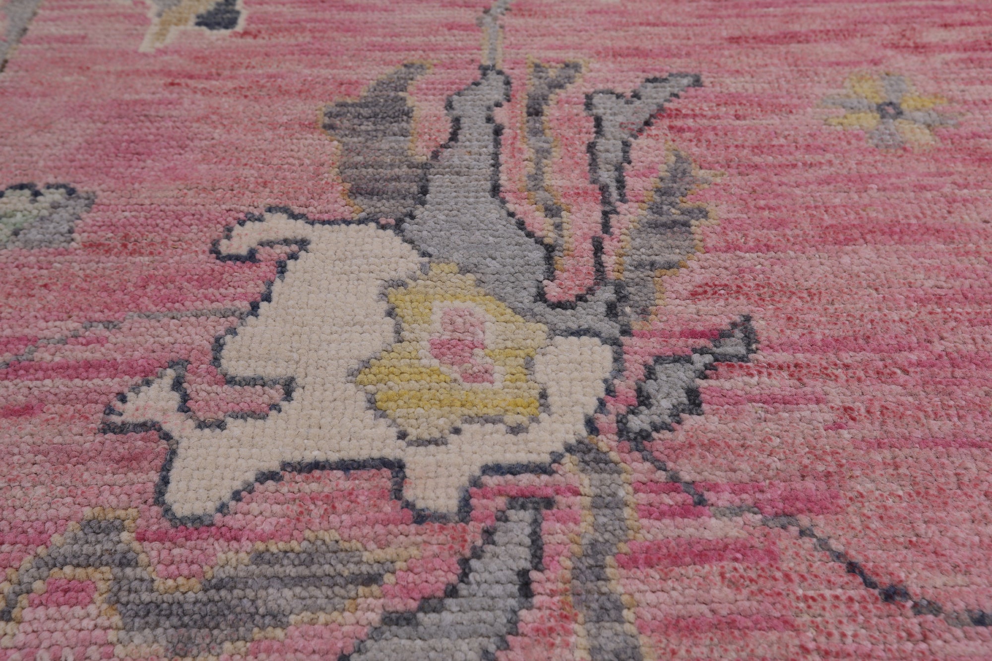 Pink Turkish Oushak Hand Knotted Wool Rug - 9' 3" X 12' 3"