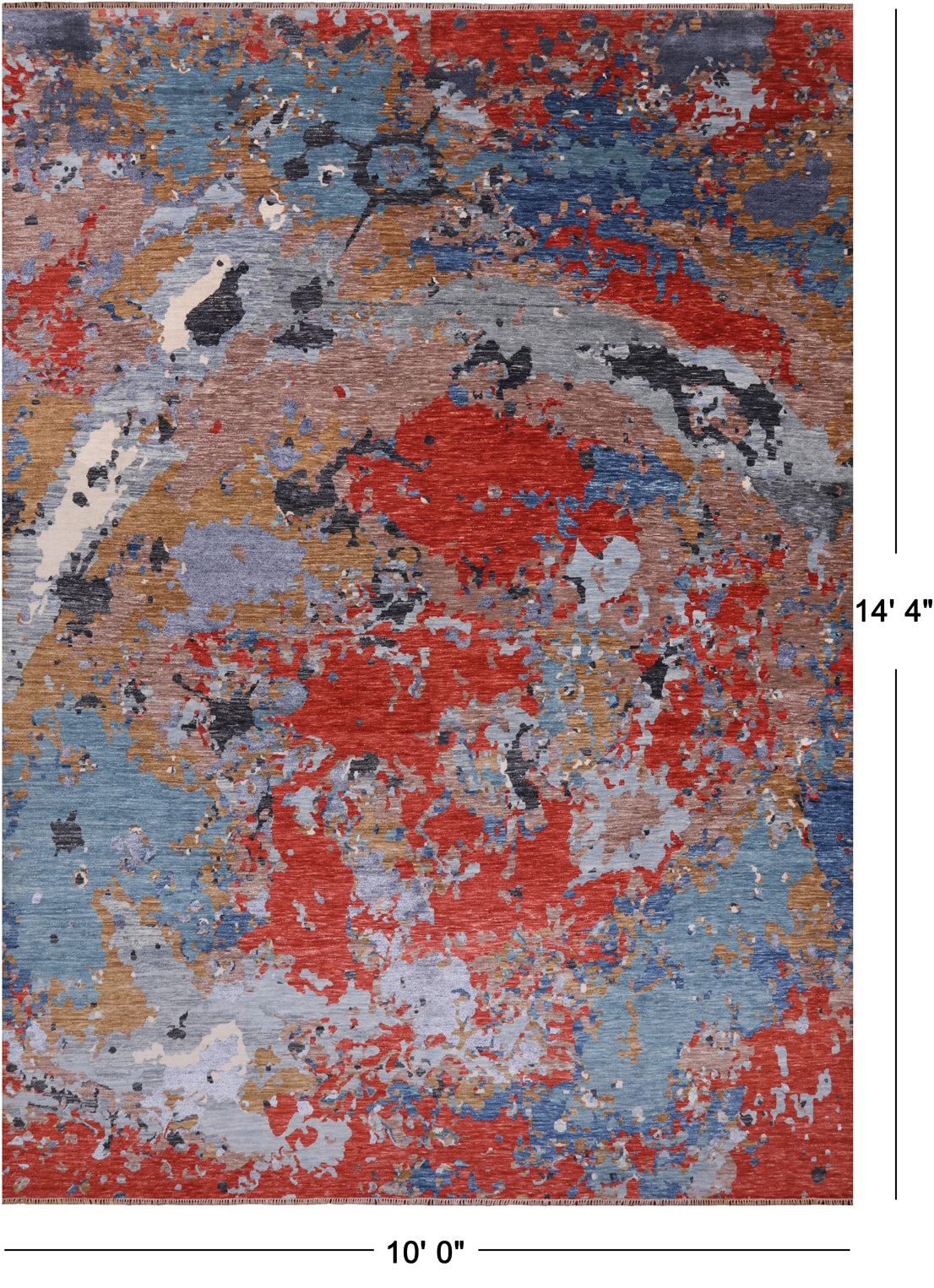 Abstract Contemporary Handmade Wool & Silk Rug - 10' 0" X 14' 4"