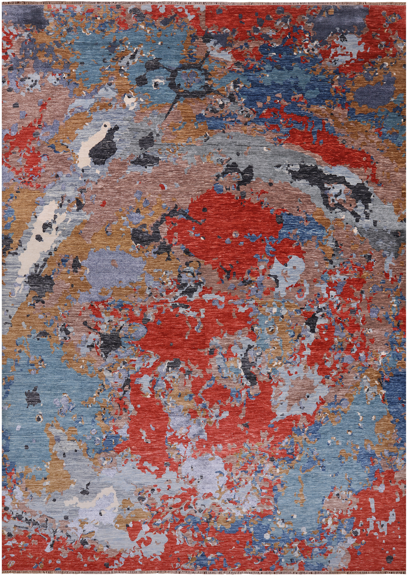 Abstract Contemporary Handmade Wool & Silk Rug - 10' 0" X 14' 4"