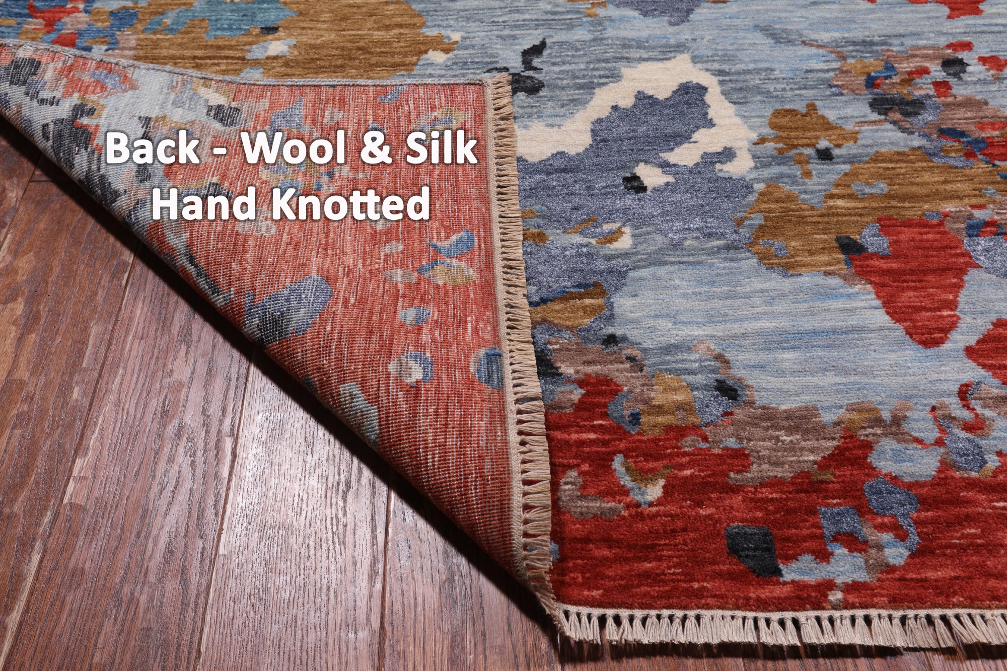 Abstract Contemporary Handmade Wool & Silk Rug - 10' 0" X 14' 4"