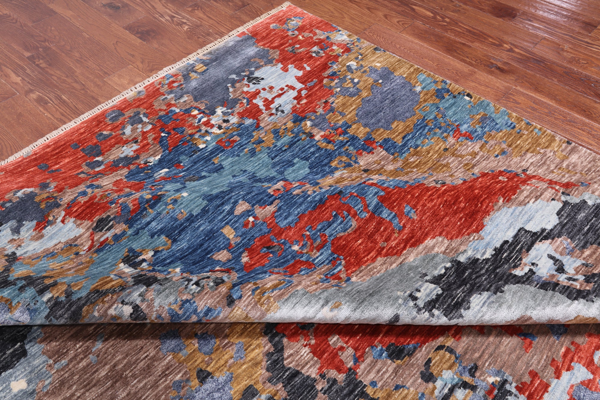 Abstract Contemporary Handmade Wool & Silk Rug - 10' 0" X 14' 4"