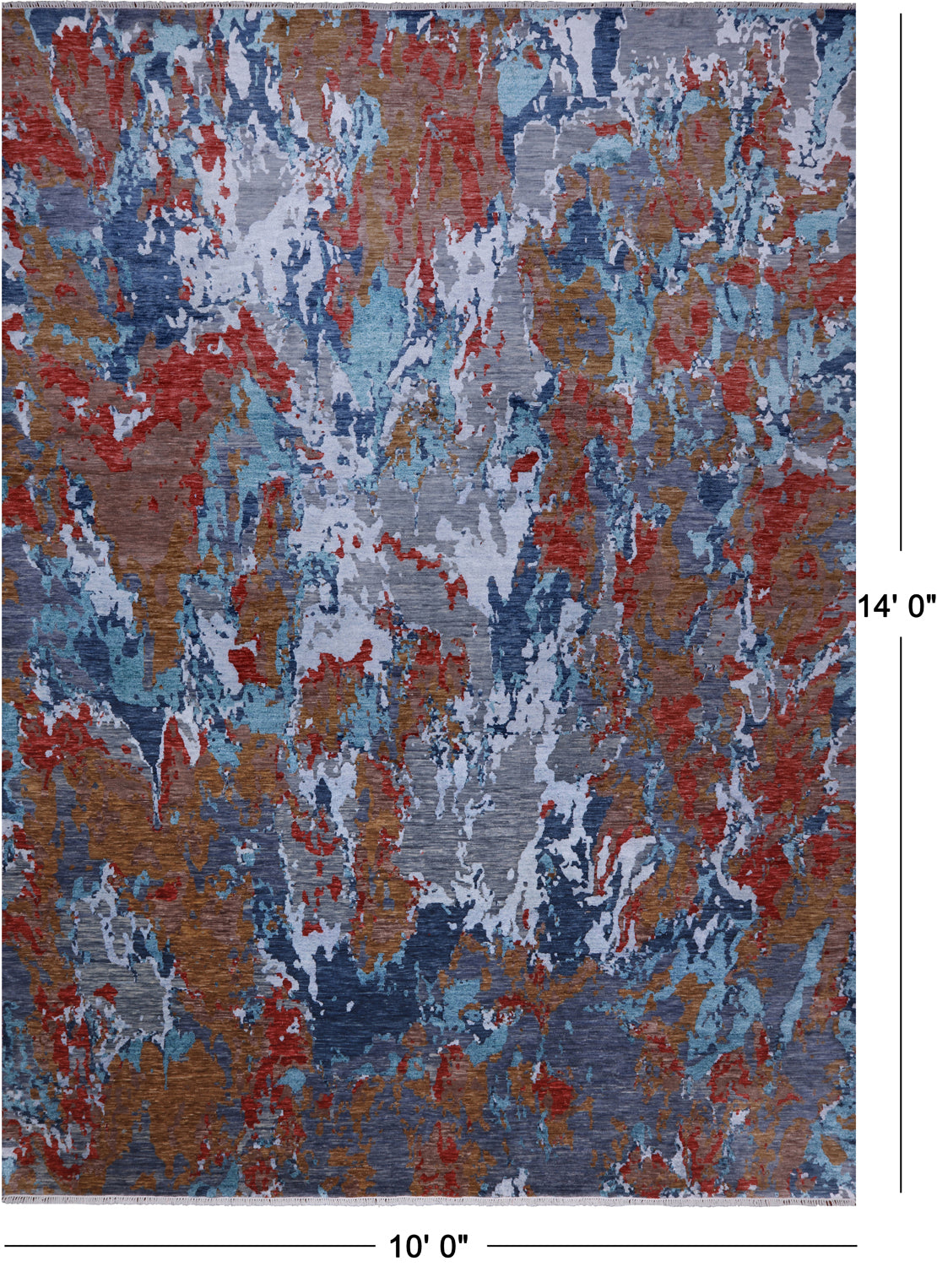 Abstract Contemporary Hand Knotted Wool & Silk Rug - 10' 0" X 14' 0"