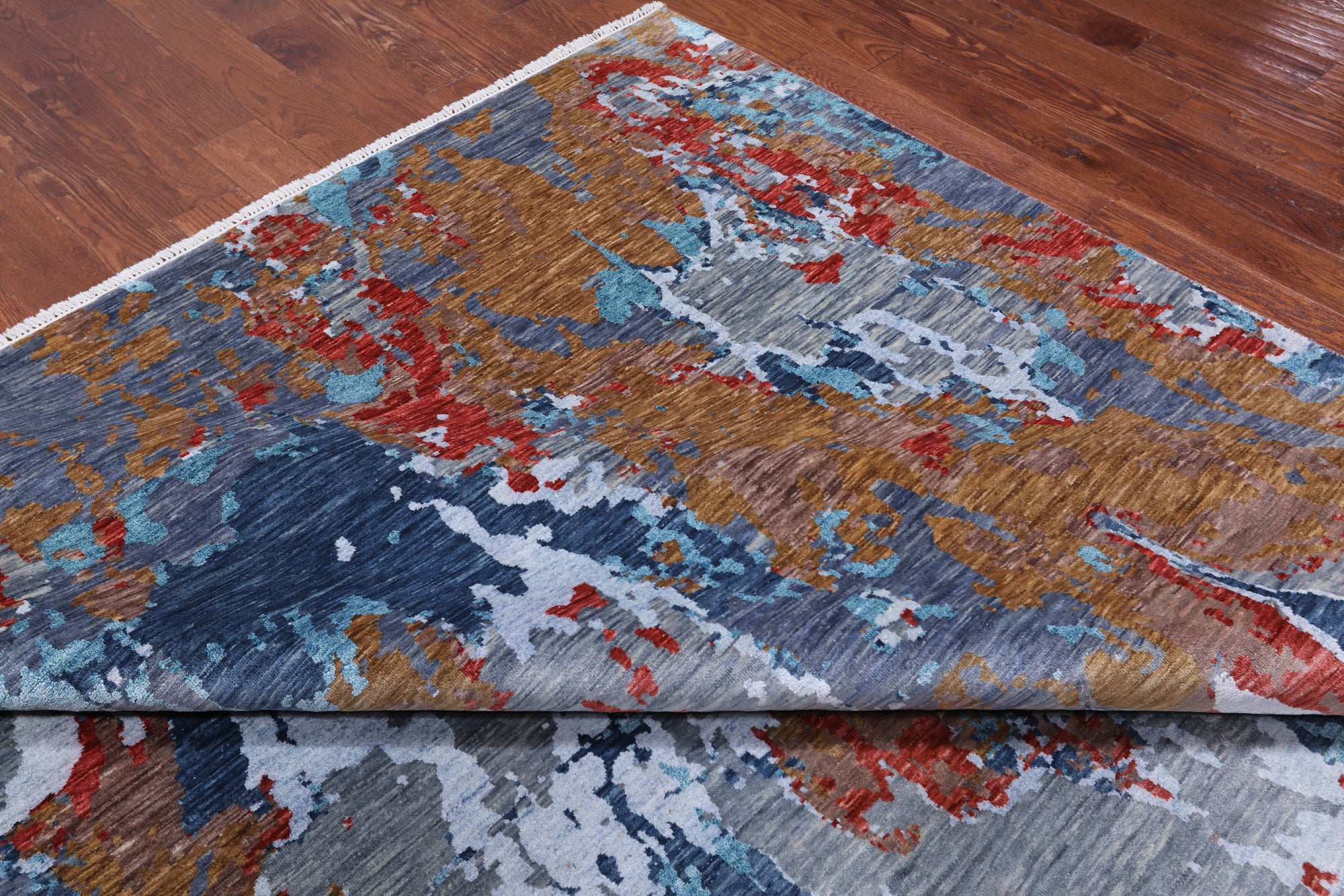 Abstract Contemporary Hand Knotted Wool & Silk Rug - 10' 0" X 14' 0"