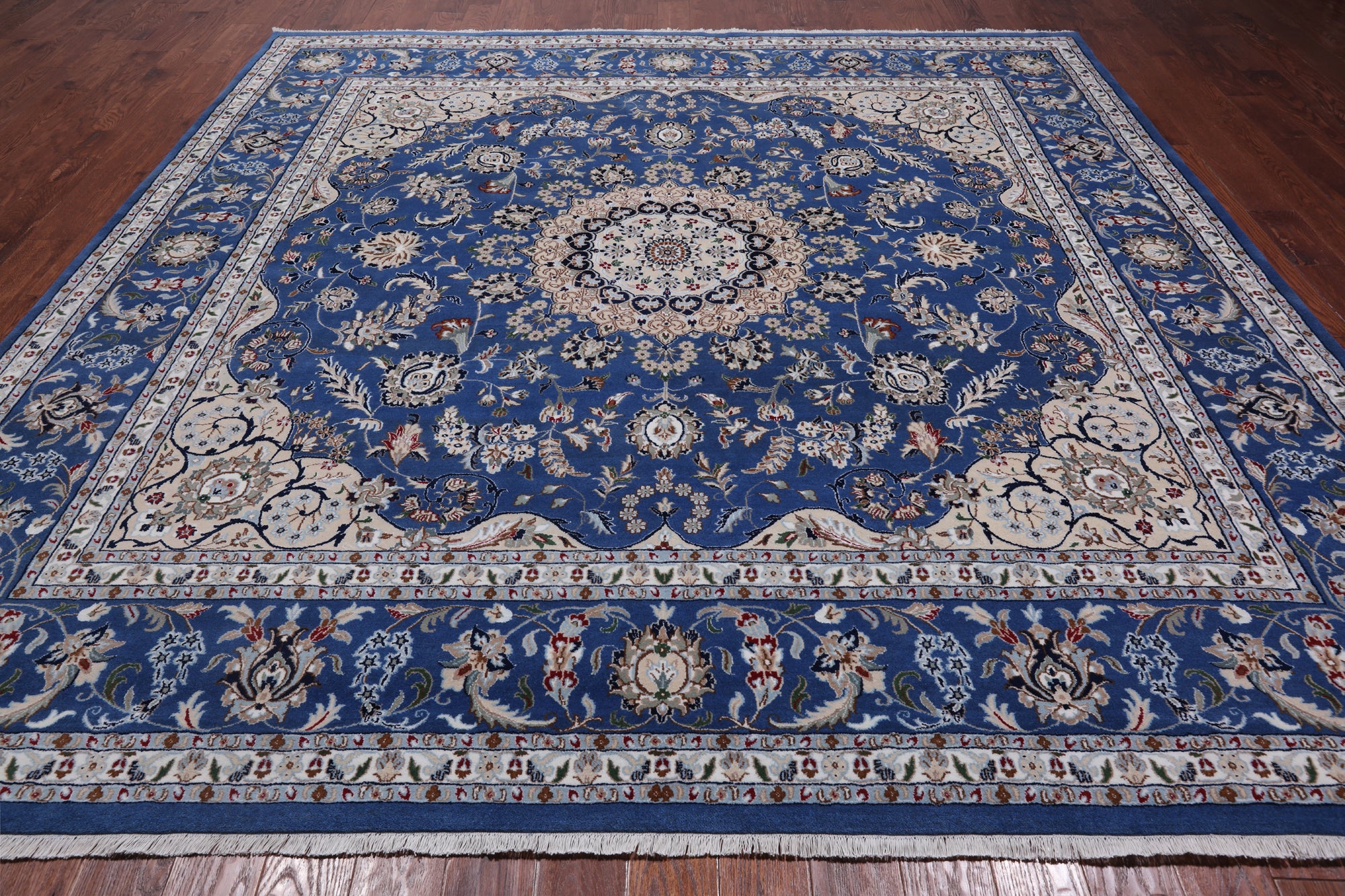 Square Persian Nain Hand Knotted Wool & Silk Rug - 10' 1" X 10' 1"
