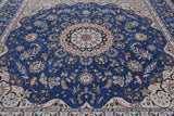 Square Persian Nain Hand Knotted Wool & Silk Rug - 10' 1" X 10' 1"