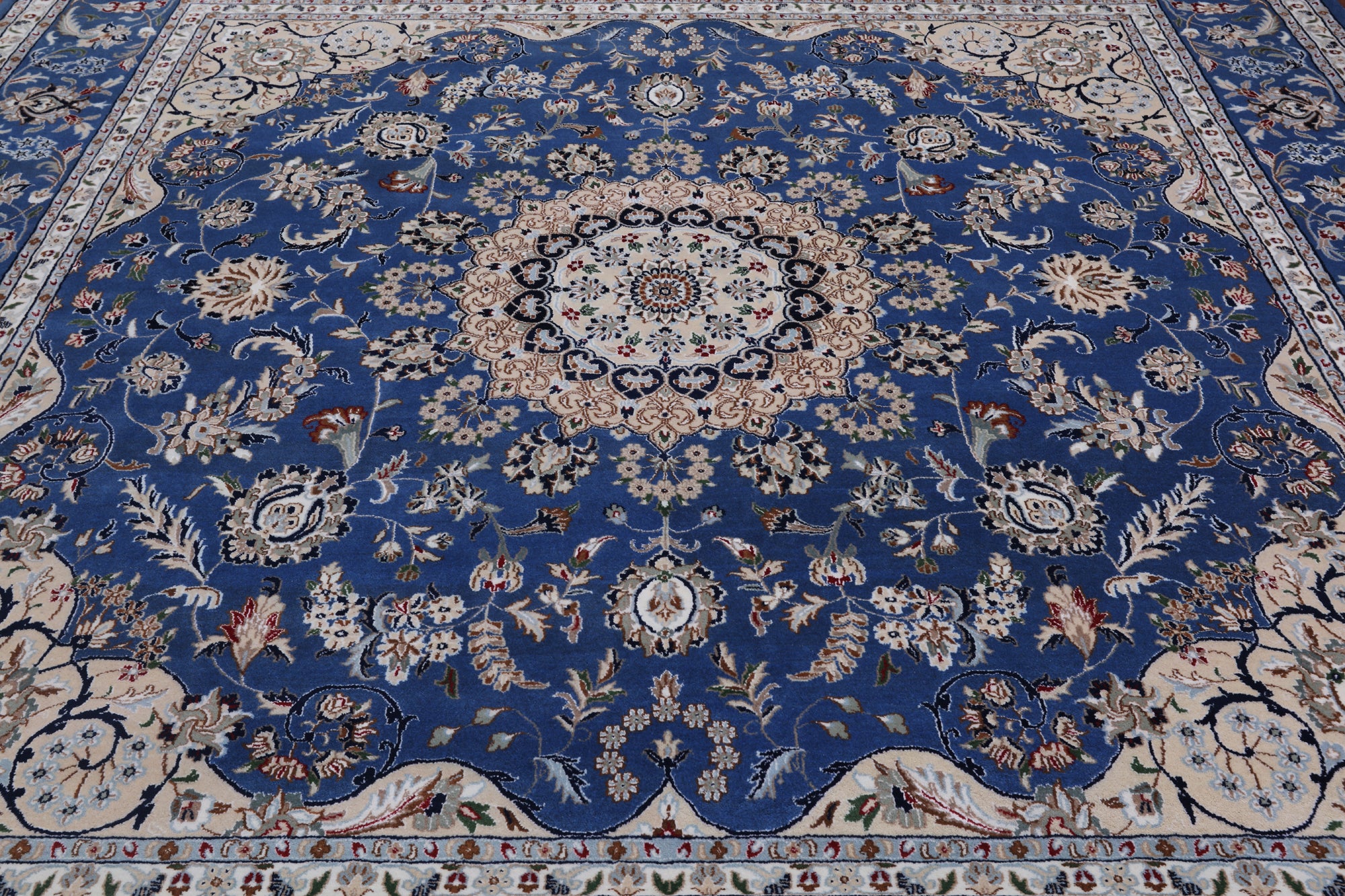 Square Persian Nain Hand Knotted Wool & Silk Rug - 10' 1" X 10' 1"