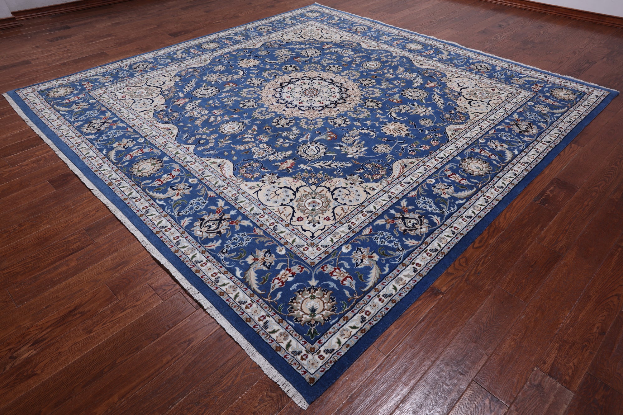 Square Persian Nain Hand Knotted Wool & Silk Rug - 10' 1" X 10' 1"
