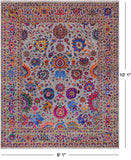 Grey Persian Tabriz Handmade Wool & Silk Rug - 8' 1" X 10' 1"