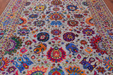 Grey Persian Tabriz Handmade Wool & Silk Rug - 8' 1" X 10' 1"