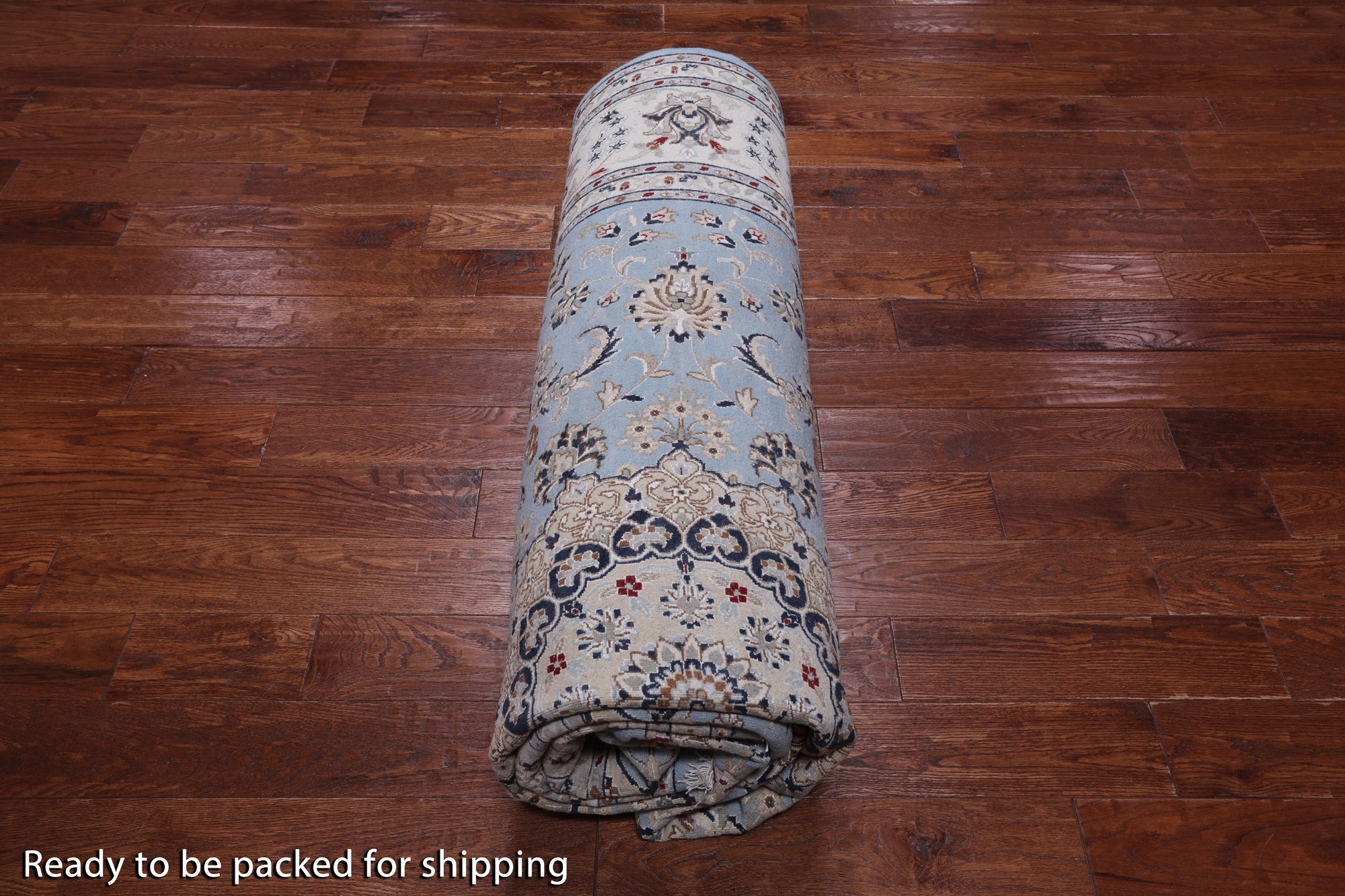 Blue Persian Nain Handmade Wool & Silk Rug - 7' 11" X 10' 2"