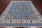 Blue Persian Nain Handmade Wool & Silk Rug - 7' 11" X 10' 2"