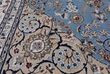 Blue Persian Nain Handmade Wool & Silk Rug - 7' 11" X 10' 2"