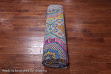 Grey Geometric Persian Mamluk Handmade Wool & Silk Rug - 9' 0" X 12' 0"