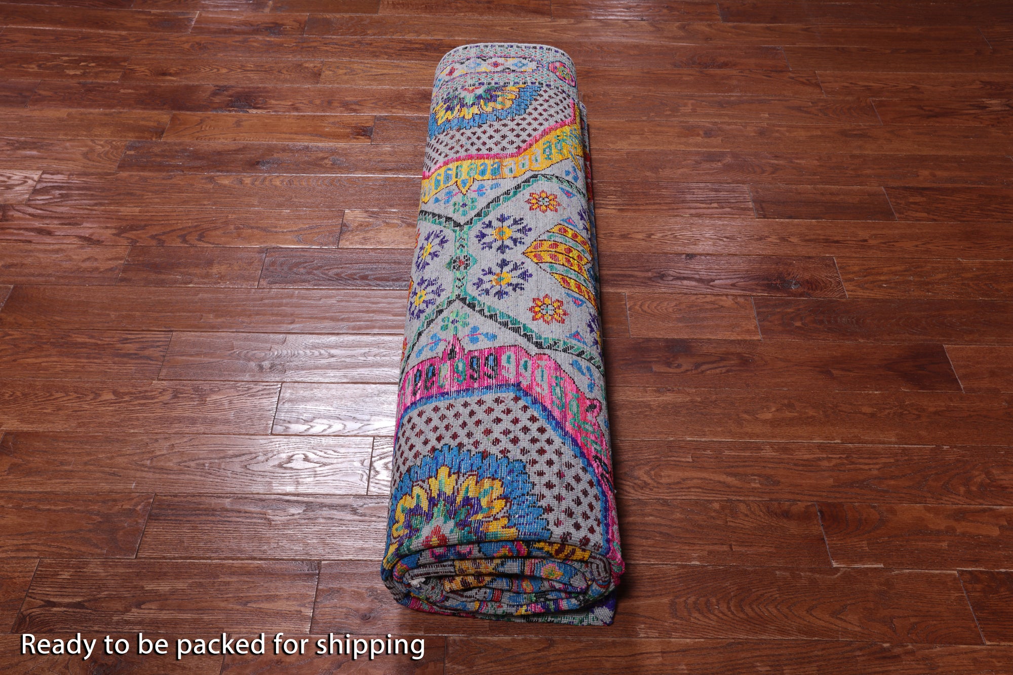 Grey Geometric Persian Mamluk Handmade Wool & Silk Rug - 9' 0" X 12' 0"
