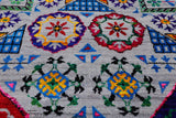 Grey Geometric Persian Mamluk Handmade Wool & Silk Rug - 9' 0" X 12' 0"
