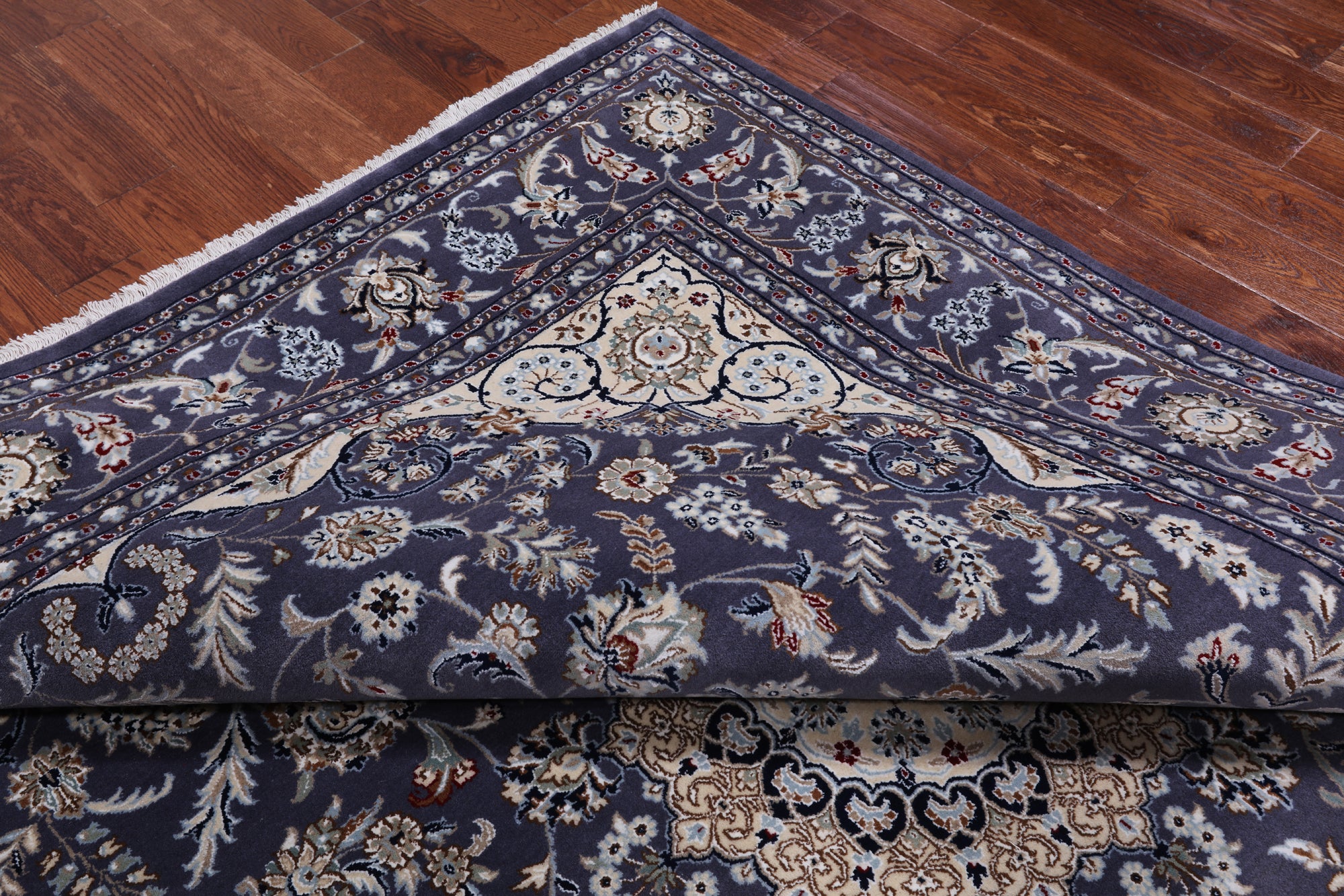 Persian Nain Hand Knotted Wool & Silk Rug - 8' 2" X 10' 2"