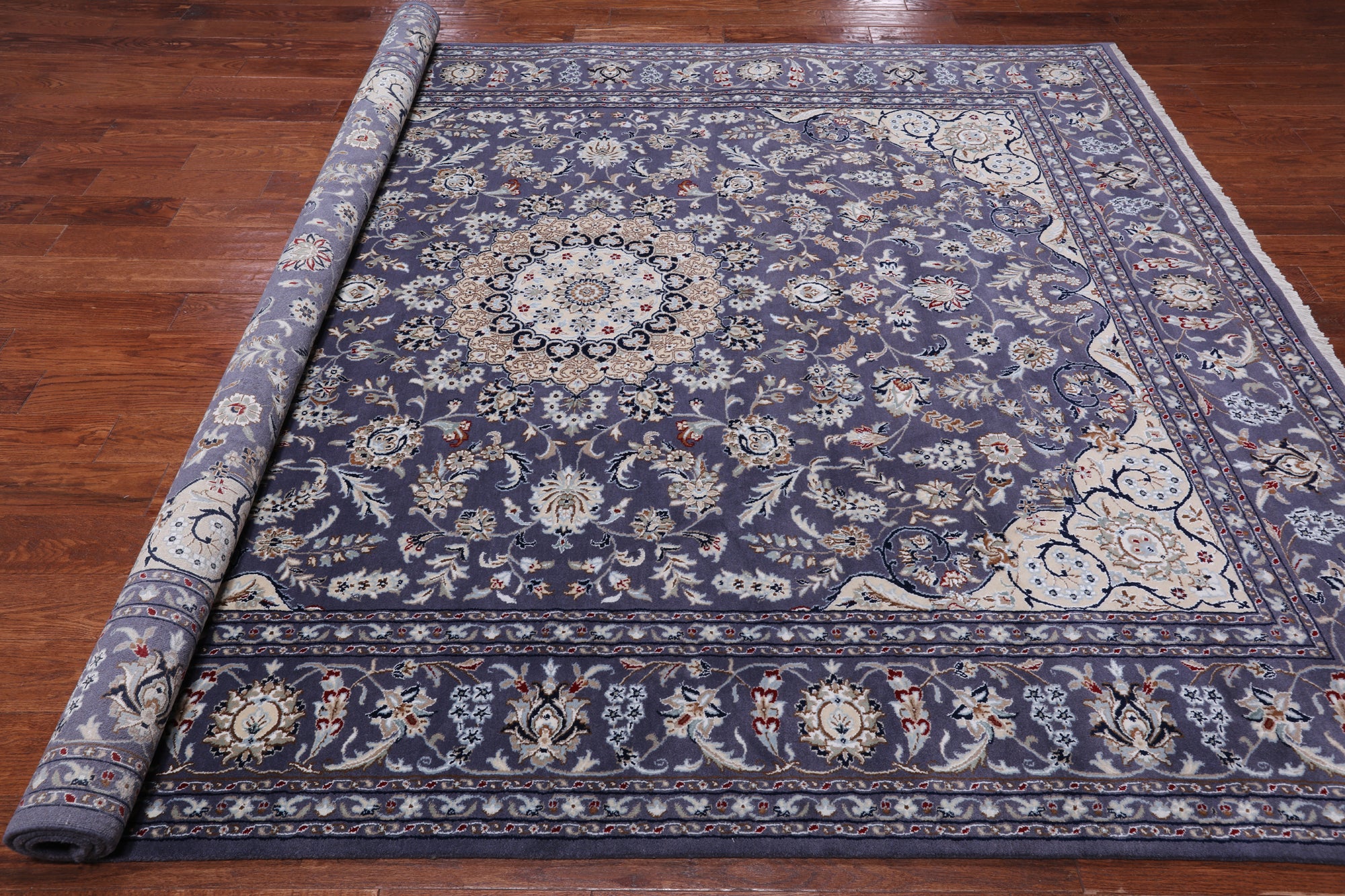 Persian Nain Hand Knotted Wool & Silk Rug - 8' 2" X 10' 2"