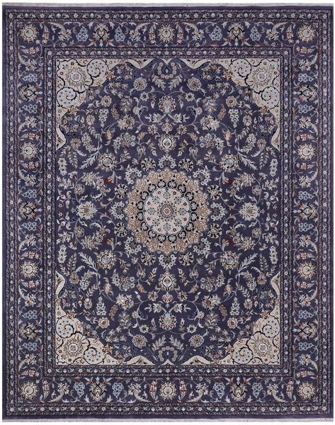 Persian Nain Hand Knotted Wool & Silk Rug - 8' 2" X 10' 2"