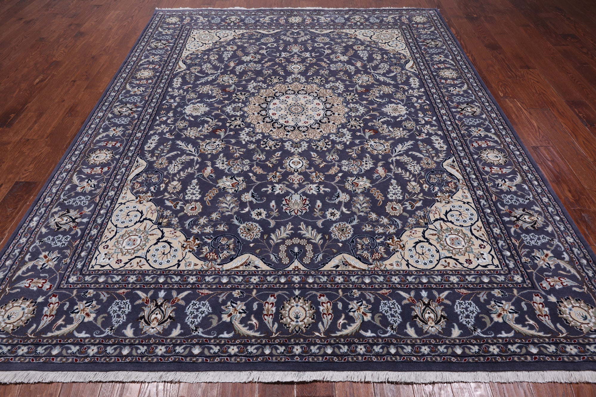 Persian Nain Hand Knotted Wool & Silk Rug - 8' 2" X 10' 2"