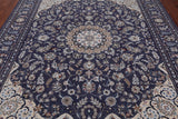 Persian Nain Hand Knotted Wool & Silk Rug - 8' 2" X 10' 2"
