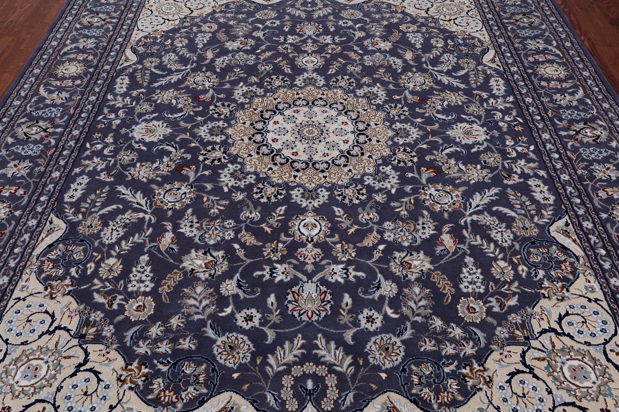 Persian Nain Hand Knotted Wool & Silk Rug - 8' 2" X 10' 2"
